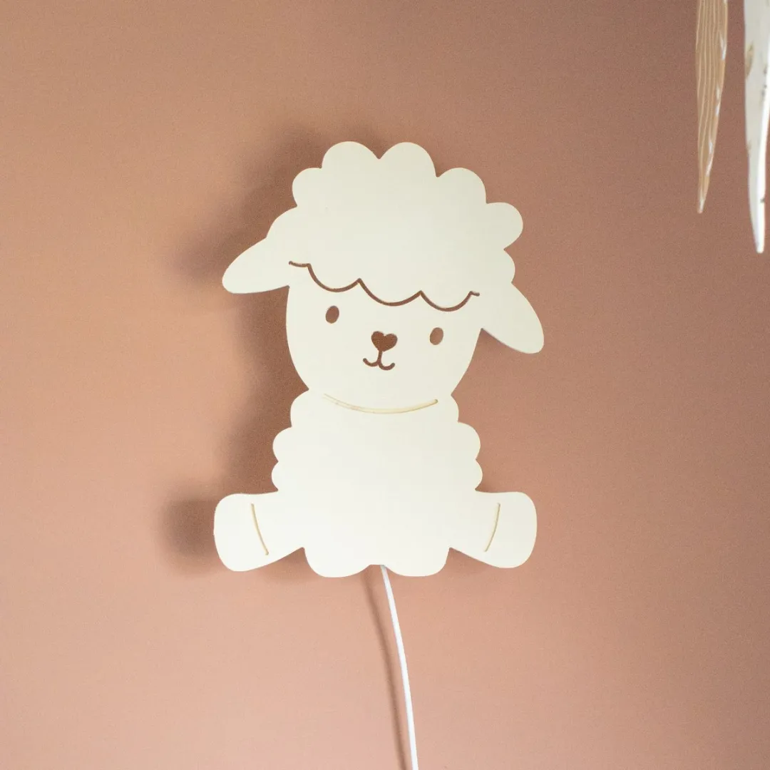 TreeToys Houten Wandlamp Schaap - 1 Lichtpunt