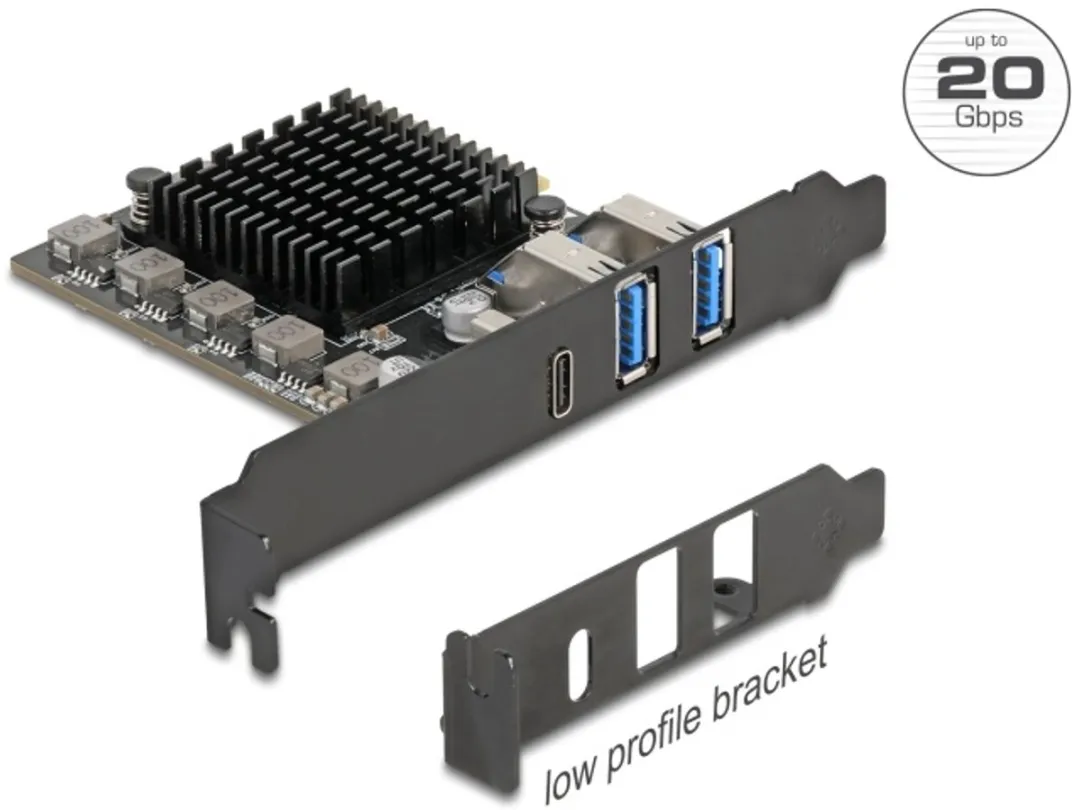 Delock PCIe x4 Kaart USB-C 20Gbps + 2x USB-A 10Gbps