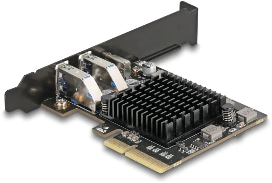 Delock PCIe x4 Kaart USB-C 20Gbps + 2x USB-A 10Gbps - Zwart