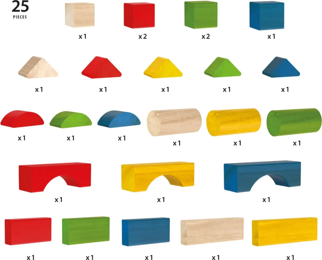BRIO Wooden Toys Blokken Gekleurd - 25 Stuks - Meerkleurig