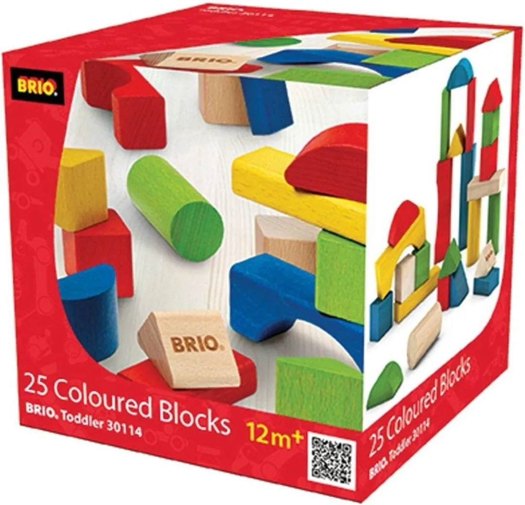 BRIO Wooden Toys Blokken Gekleurd - 25 Stuks - Meerkleurig
