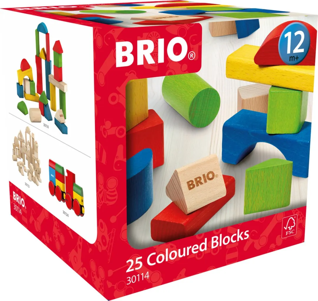 BRIO Wooden Toys Blokken Gekleurd - 25 Stuks - Meerkleurig