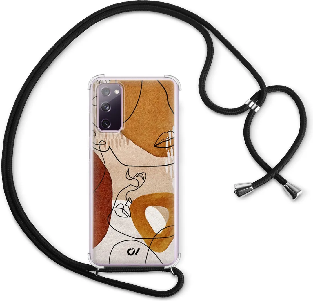 Casevibes S20 FE Telefoonhoesje - Bruin - Abstract Shape Faces - C/S20FE/UV/012
