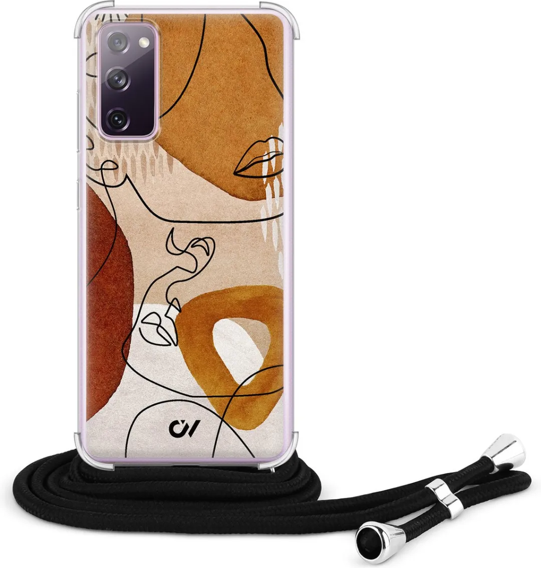 Casevibes S20 FE Telefoonhoesje - Bruin - Abstract Shape Faces - C/S20FE/UV/012