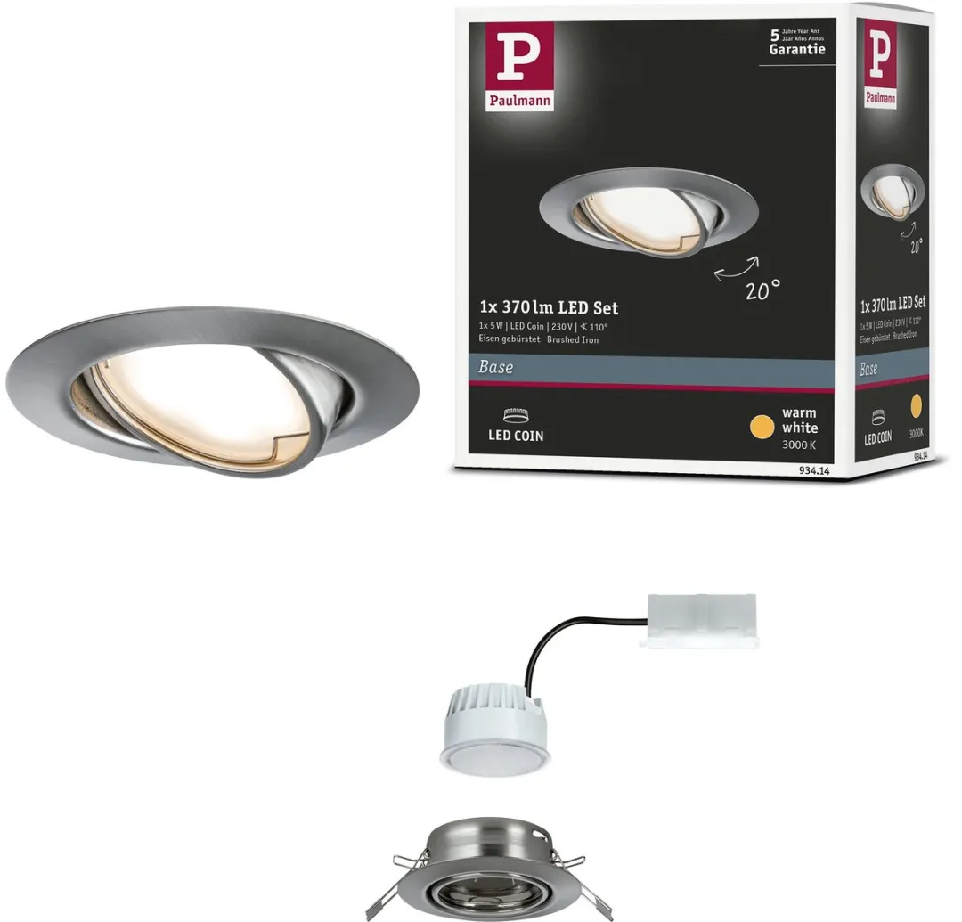 Paulmann Base Coin LED-inbouwlamp 5W 370lm 90mm
