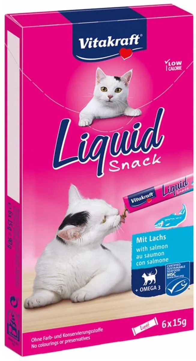 Vitakraft Cat Liquid Snacks Zalm & Omega - 6 Stuks