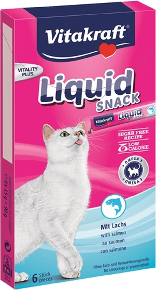 Vitakraft Cat Liquid Snacks Zalm & Omega - 6 Stuks