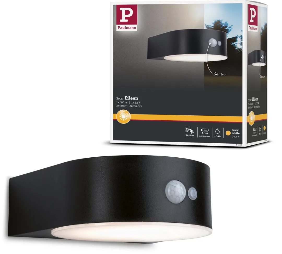 Paulmann Solar LED Wandarmatuur Eileen Bewegingsmelder IP44 3000K