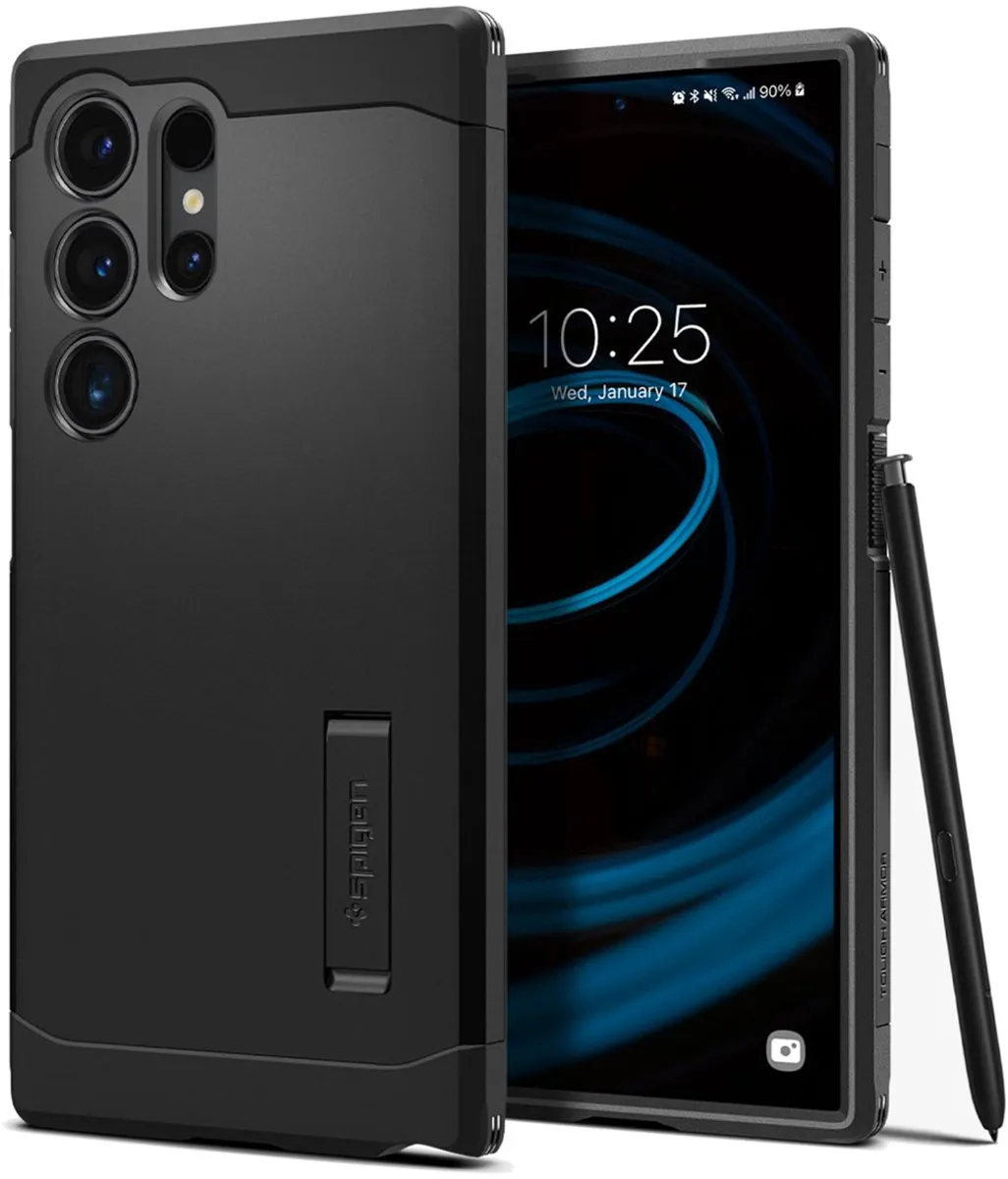 Spigen Tough Armor ACS07300 Hoesje - Samsung Galaxy S24 Ultra - Zwart