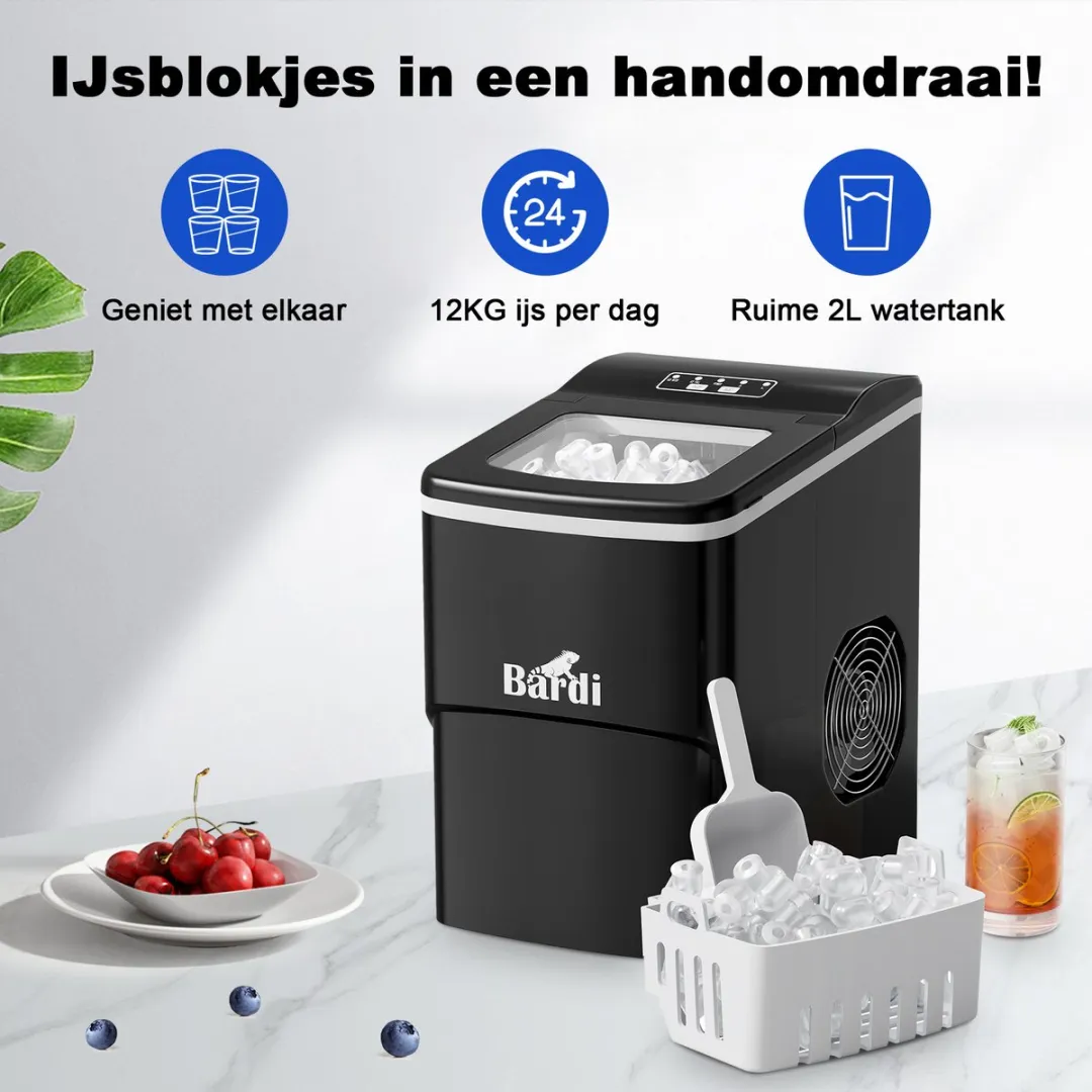 Bardi Deluxe IJsblokjesmachine Set 2L - Zwart
