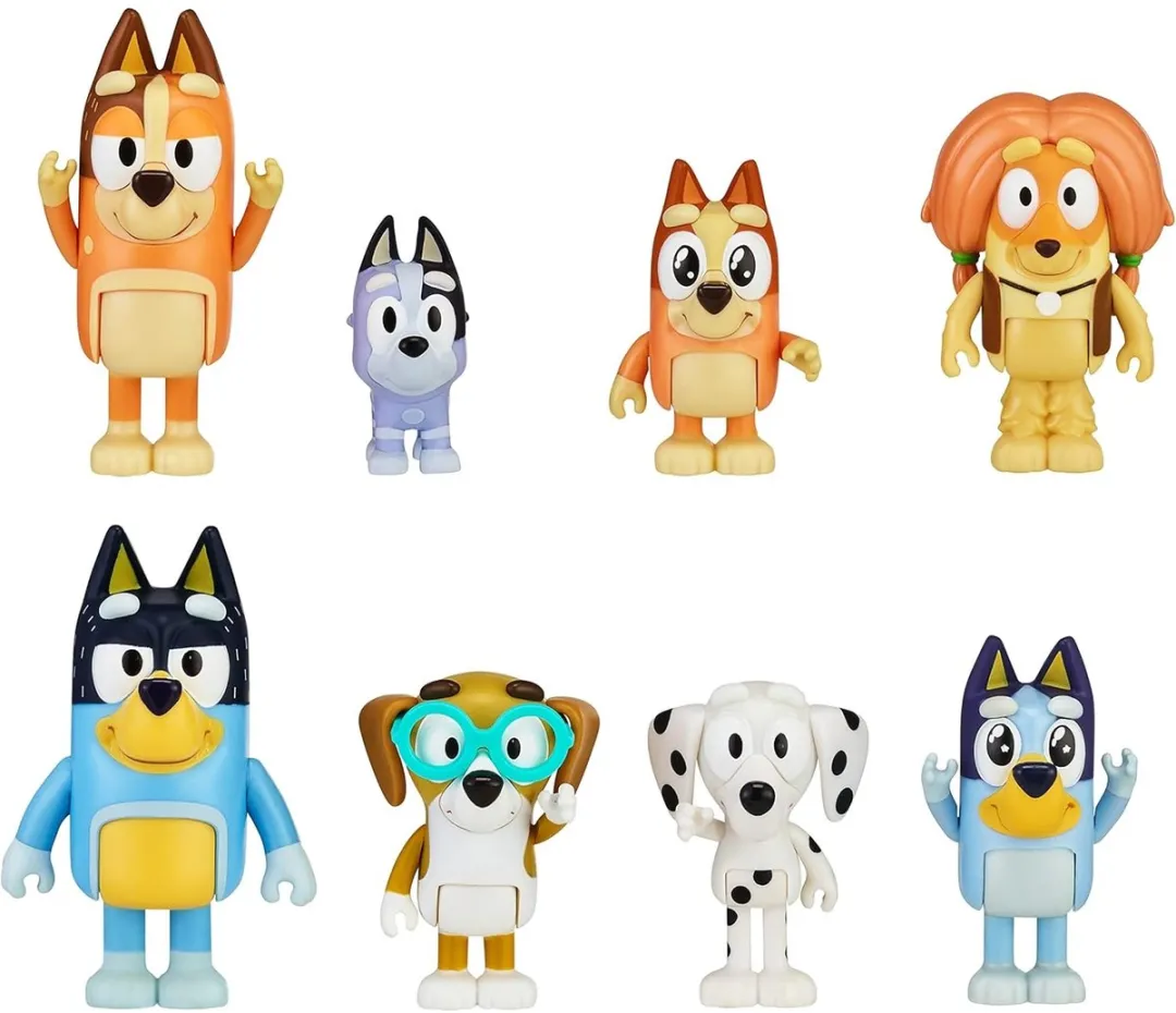 Moose Toys Bluey Familie & Vrienden Speelfiguren - 8 Stuks - Multikleur