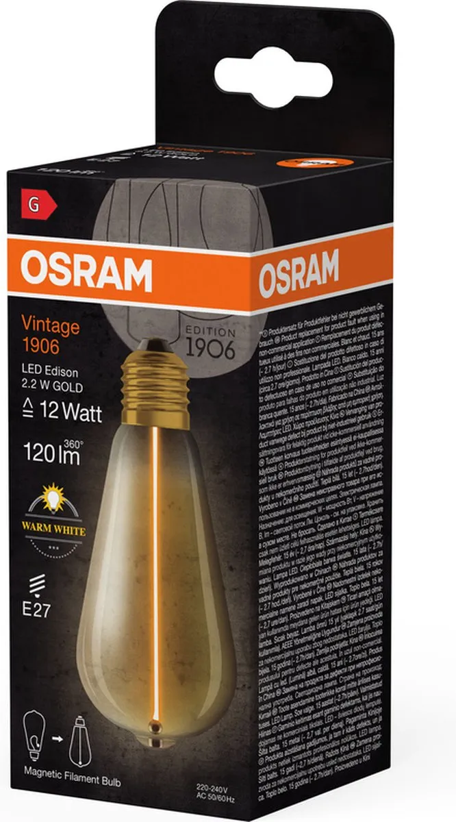 Osram Vintage 1906 Klassieke Edison LED Lamp 2,2W 120lm - Helder