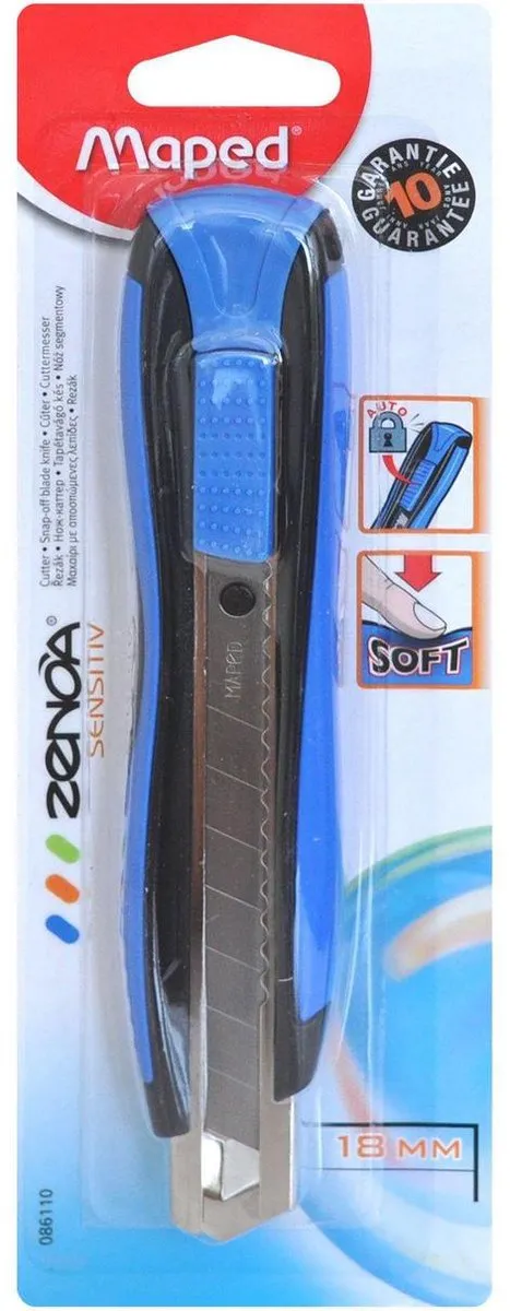 Maped Zenoa Sensitiv Cutter 18mm - 6 Stuks - Zwart/Blauw