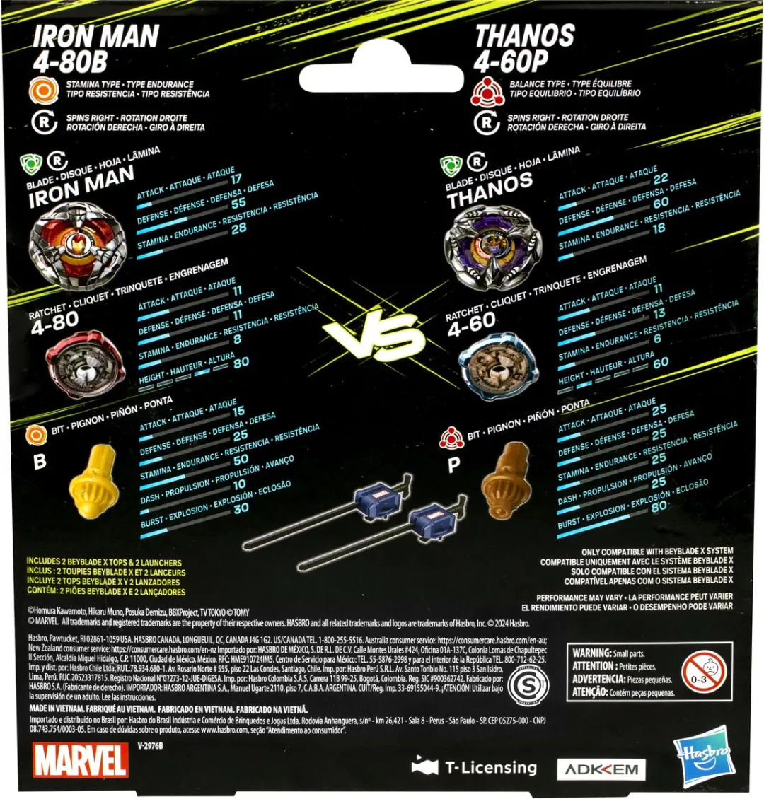 Hasbro Beyblade X Marvel Collab Iron Man vs. Thanos Multipack - HASG0287