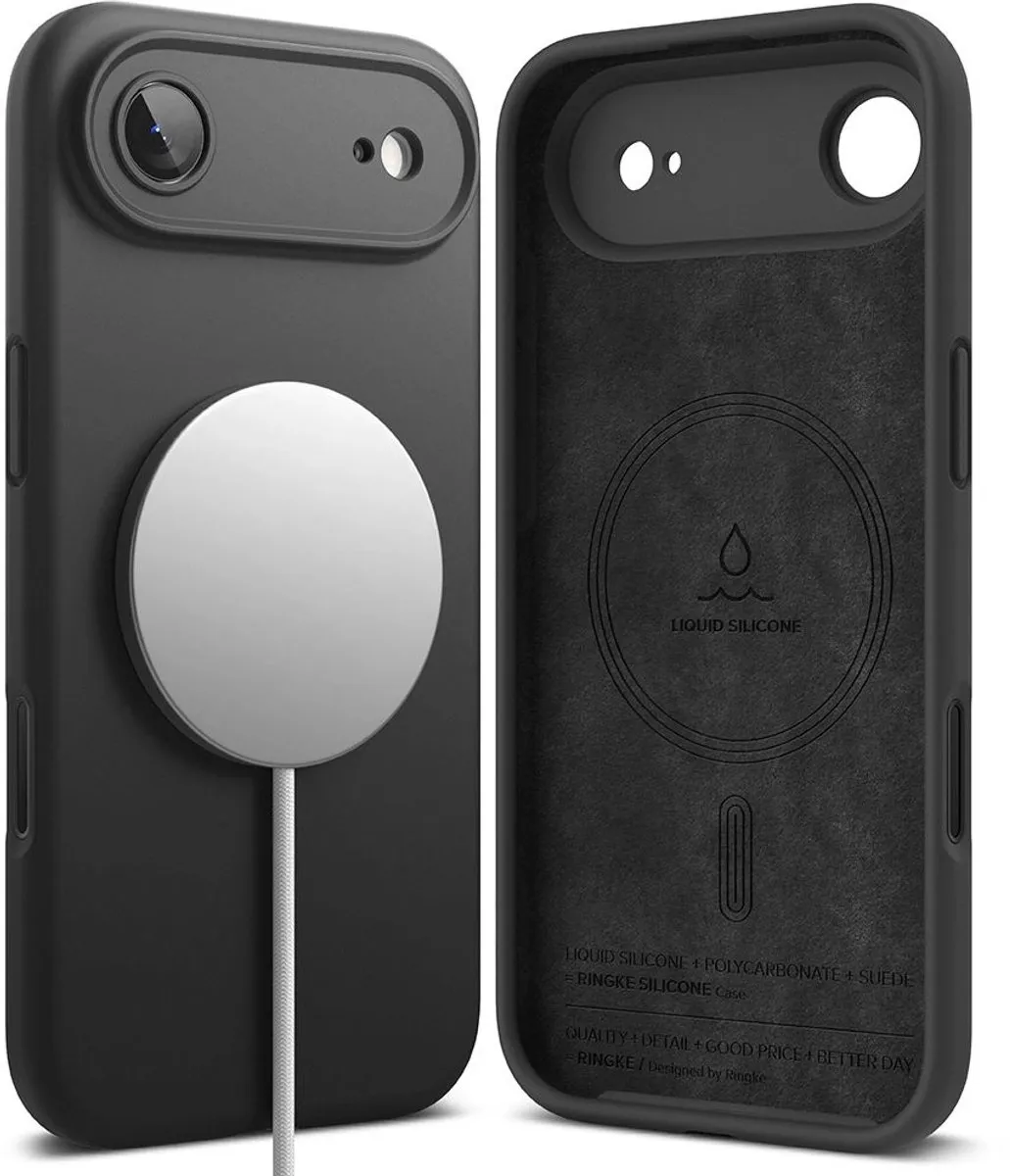 Ringke Magnetische Siliconen Hoesje iPhone 17 Air - 1 Pasje - Zwart - afbeelding 3 van 6