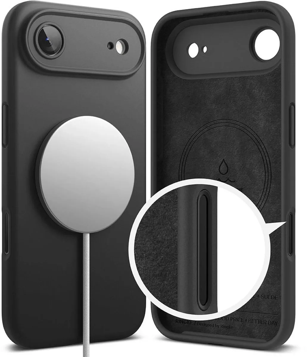 Ringke Magnetische Siliconen Hoesje iPhone 17 Air - 1 Pasje - Zwart - afbeelding 6 van 6
