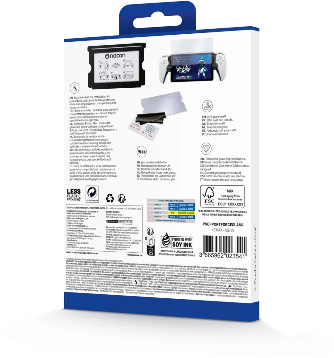 Nacon PSOFPORTFORCEGLASS Schermbeschermer PlayStation Portal - Zwart