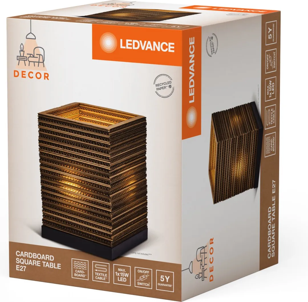 LEDVANCE Decor Cardboard Tafellamp E27 - Bruin - afbeelding 6 van 6