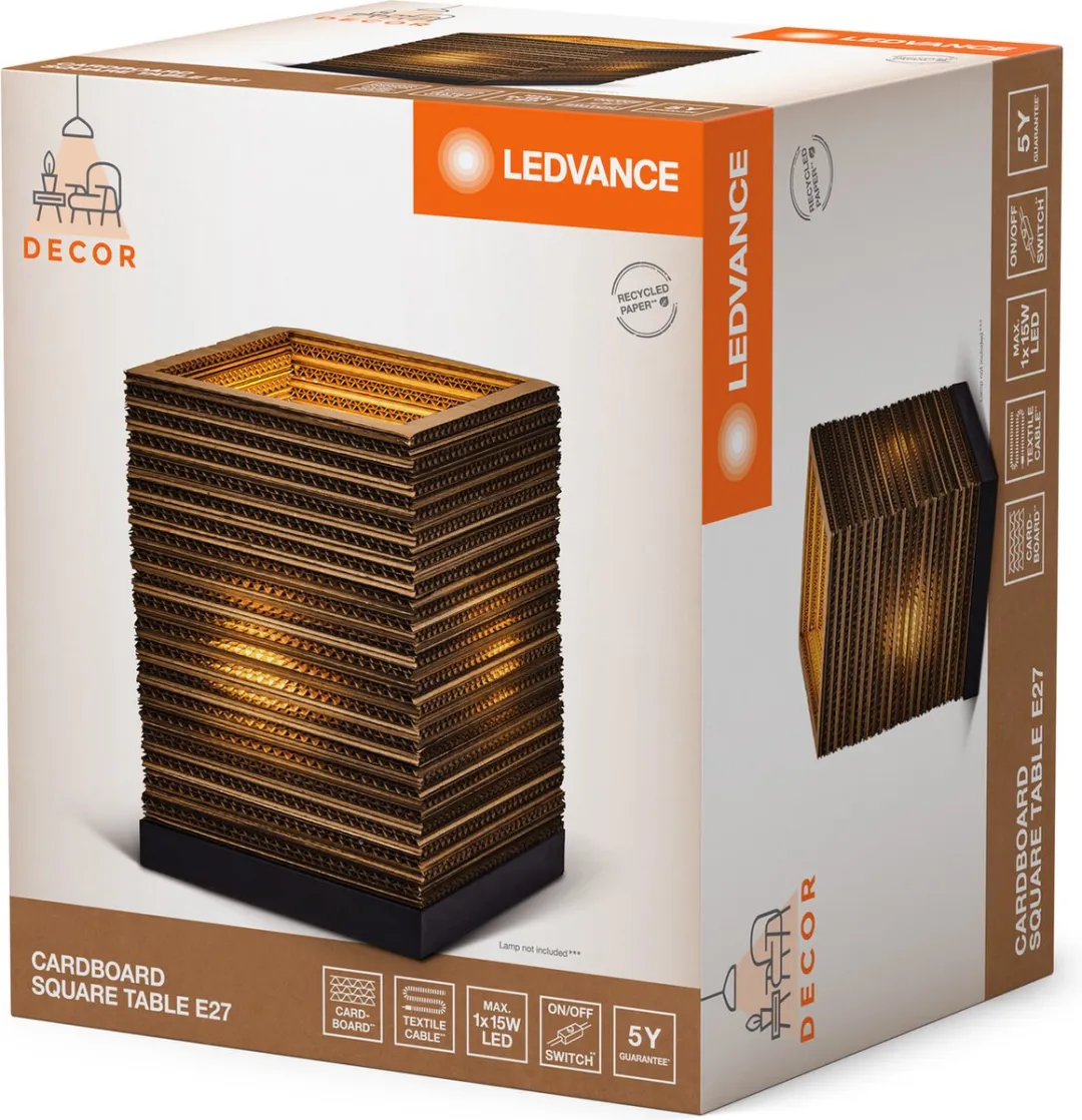 LEDVANCE Decor Cardboard Tafellamp E27 - Bruin - afbeelding 5 van 6