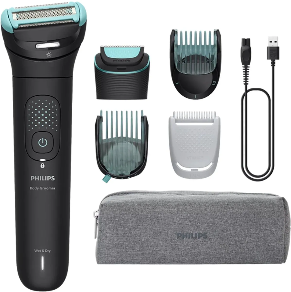 Philips Body Groomer 7000 Series 2D-scheerhoofd en dubbel trim-scheersysteem