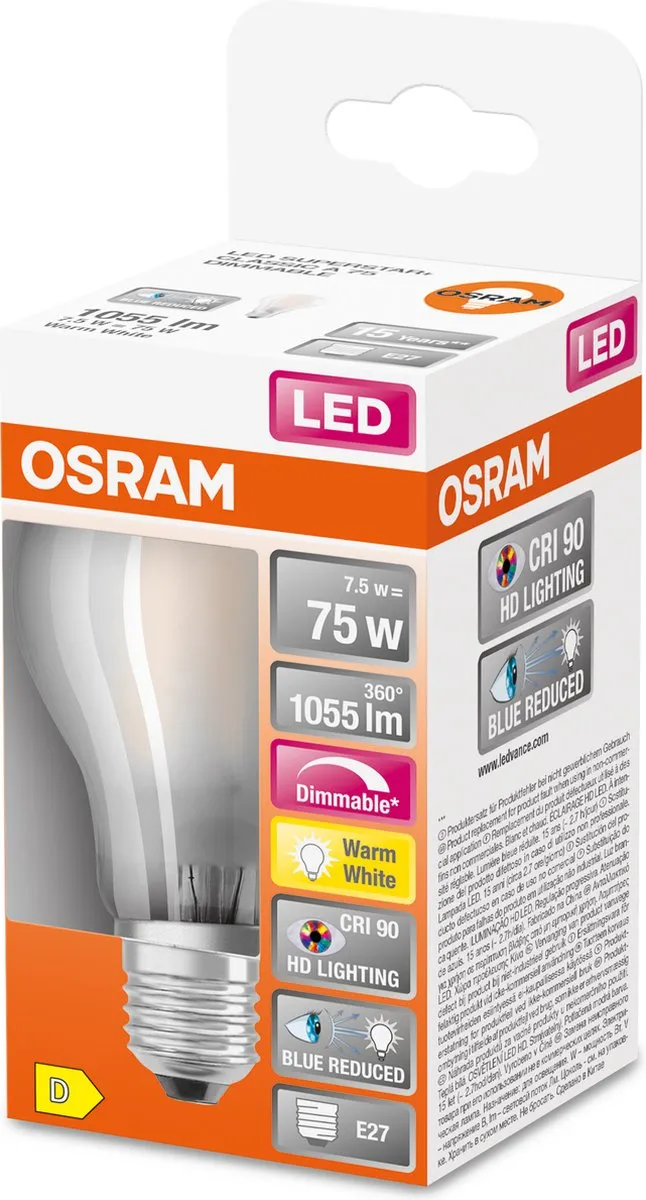 Osram E27 LED 11W 2700K Warm Wit - 1521 Lm - Helder Glas
