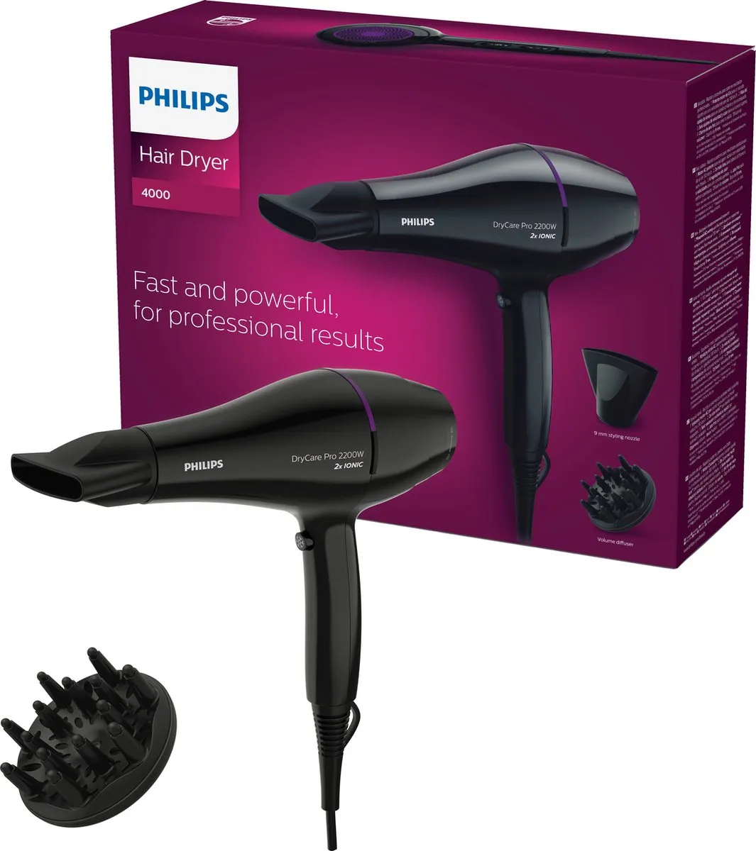 Philips DryCare Pro - Föhn met diffuser – 2200W - Ionentechnologie - BHD274/00