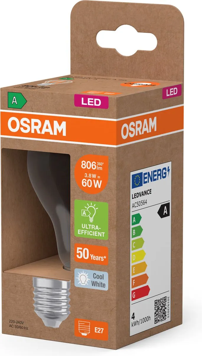 Osram LED Superstar Classic A FIL 60 E27 806lm Koel wit