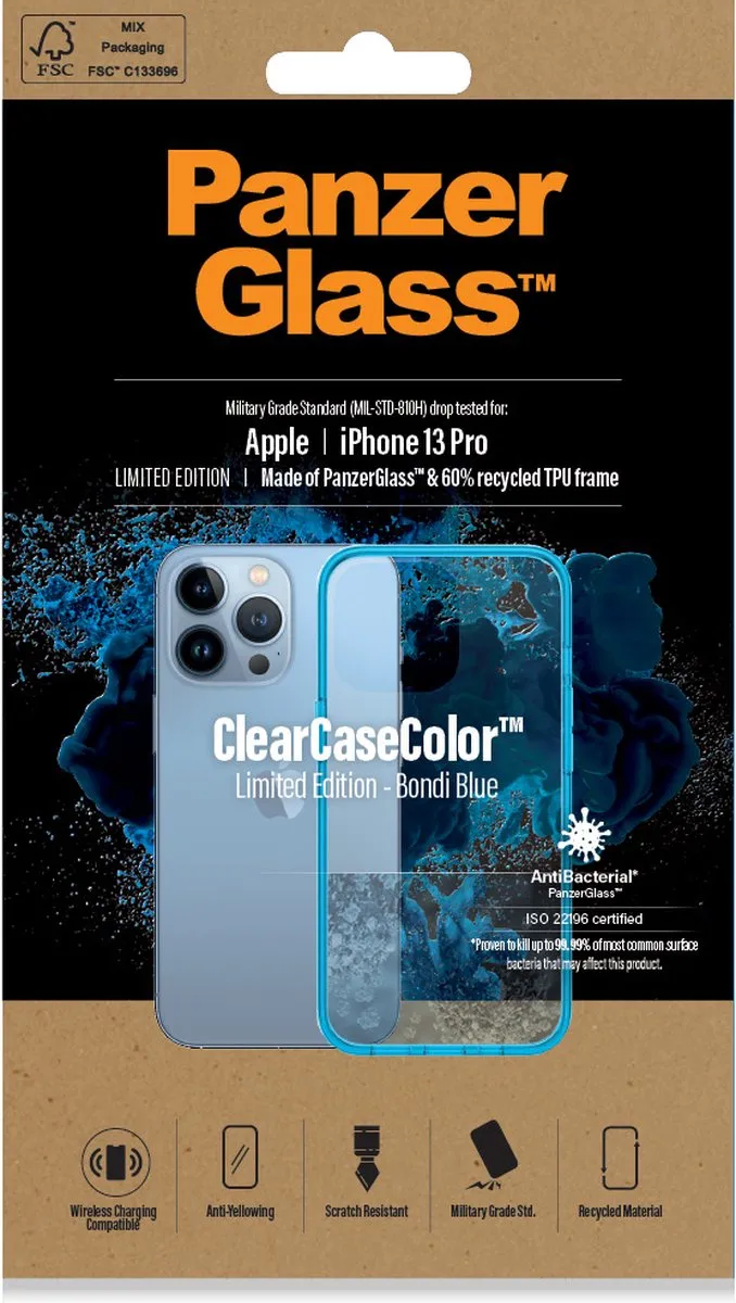 PanzerGlass ClearCaseColor iPhone 13 Pro - Blauw - PZ-0336