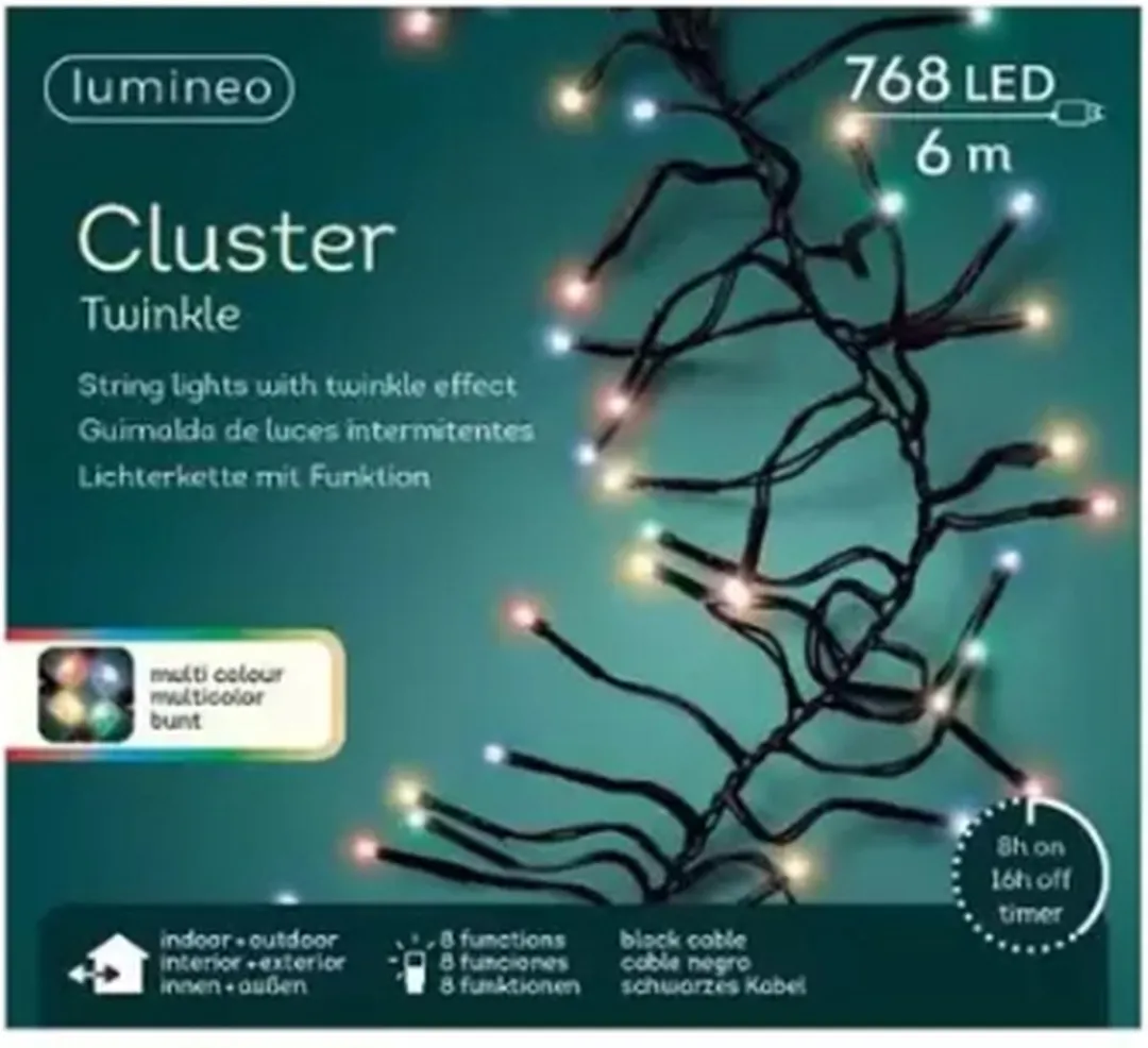 Lumineo LED Clusterverlichting 6m - 768 Punten Multicolor - Zwart - afbeelding 5 van 5
