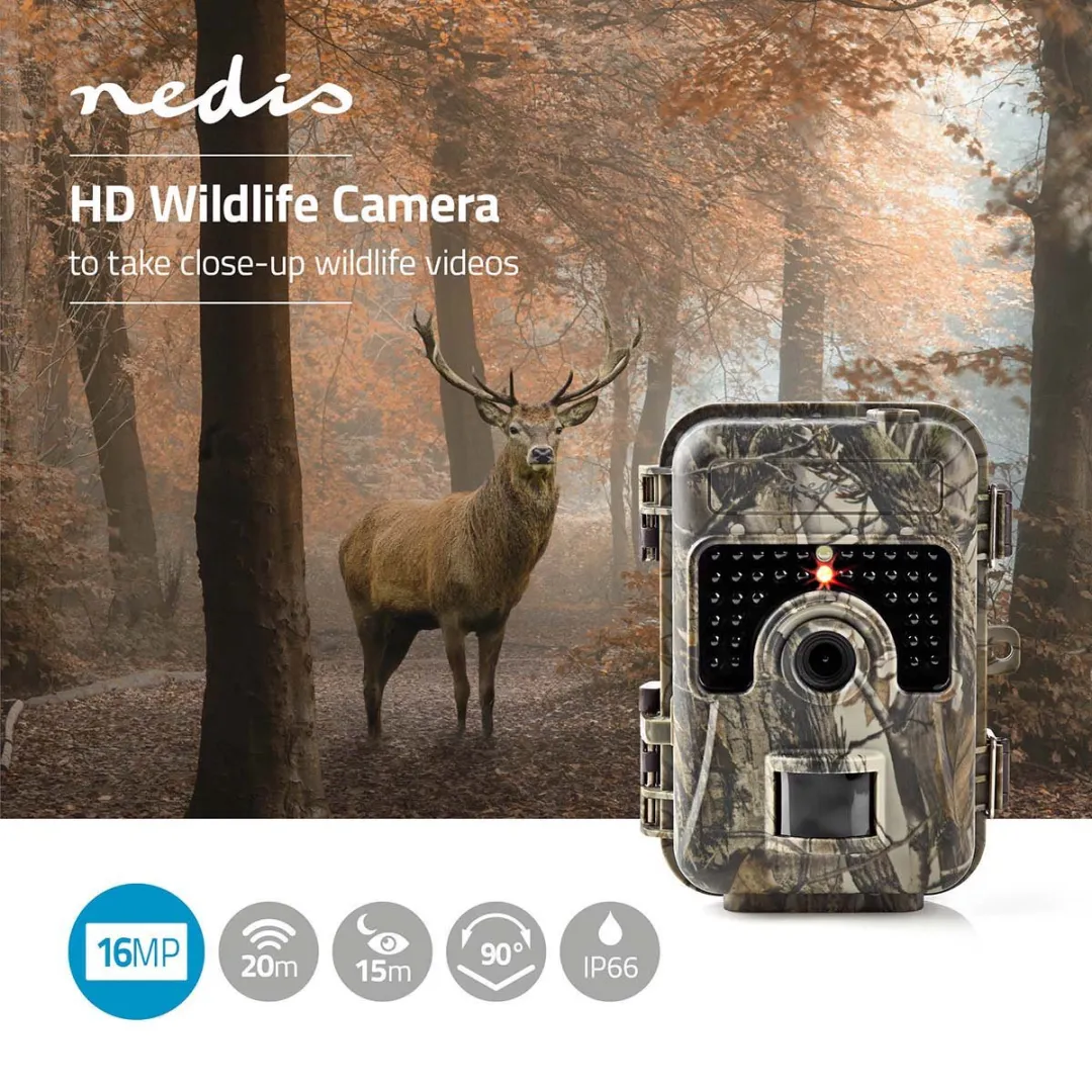 Nedis Wildcamera WCAM130GN - 16MP - Nachtzicht - 20m Bereik