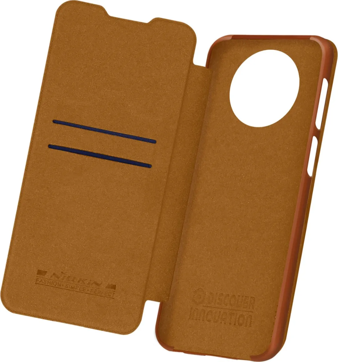 Nillkin Qin Hoes Xiaomi Redmi Note 9T 5G - Bruin - 2 Pasjes - afbeelding 2 van 6