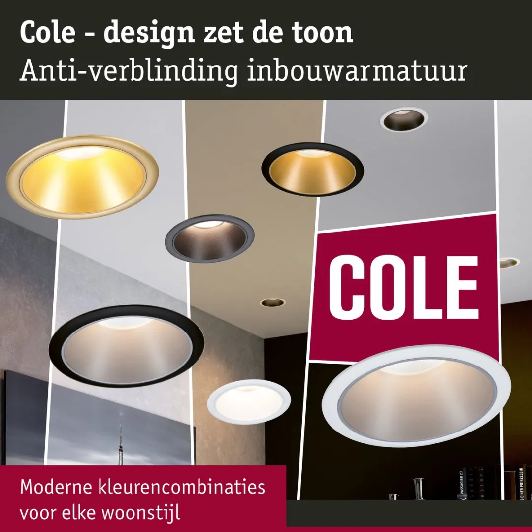 Paulmann LED-inbouwlamp Cole Coin 6x6W 470lm 2700K - Goud mat