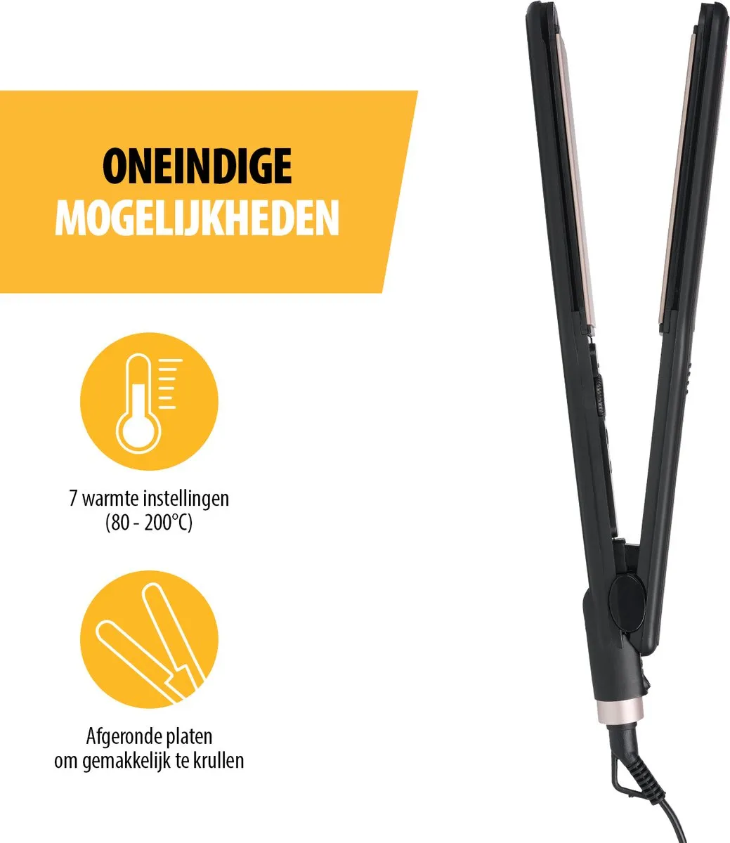 Tristar HD-2411 Stijltang - 7 Temperatuurstanden 80-200°C Keramisch - Zwart