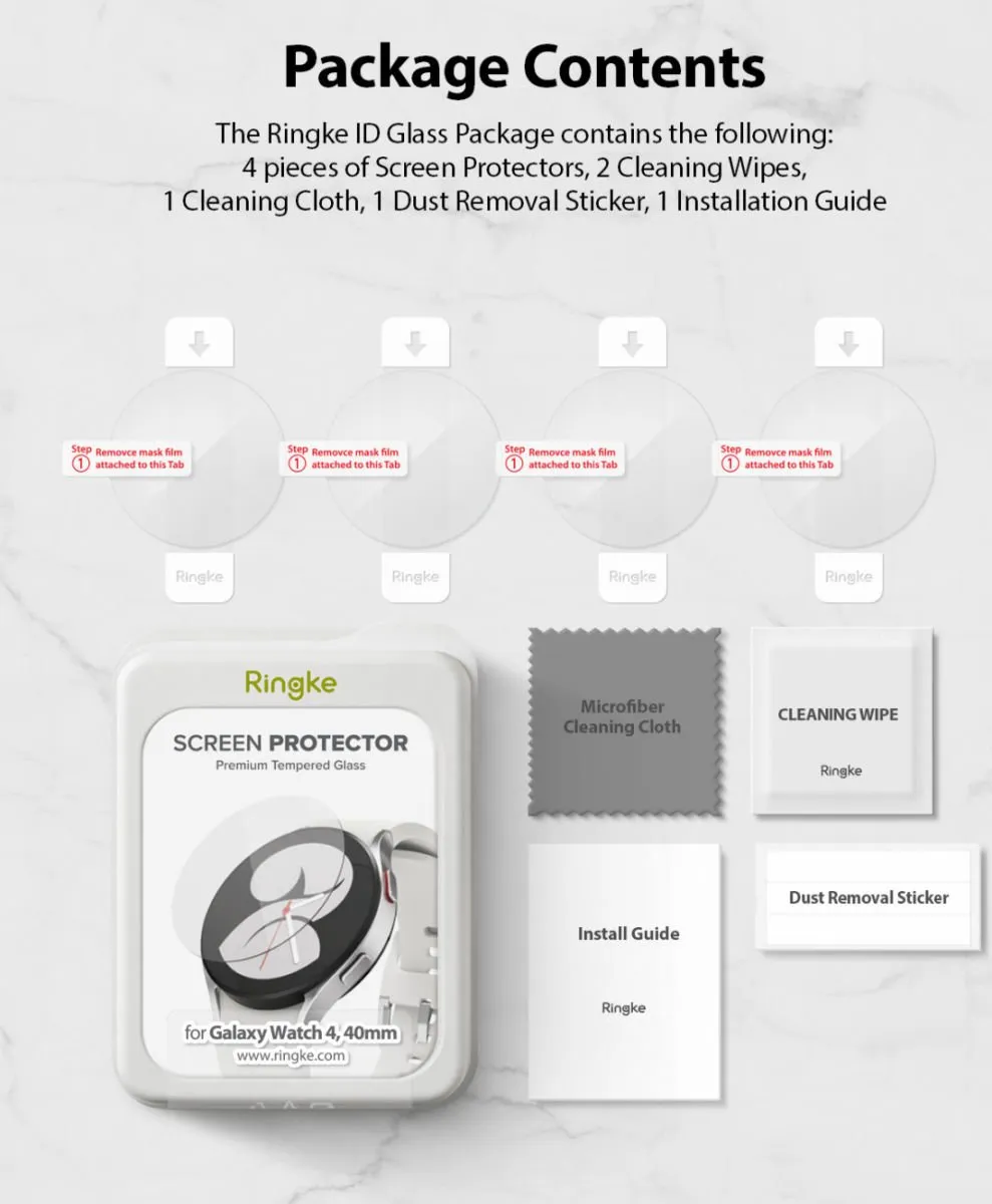 Ringke Screen Protector Samsung Galaxy Watch 4 40mm - Transparant - 4 Stuks