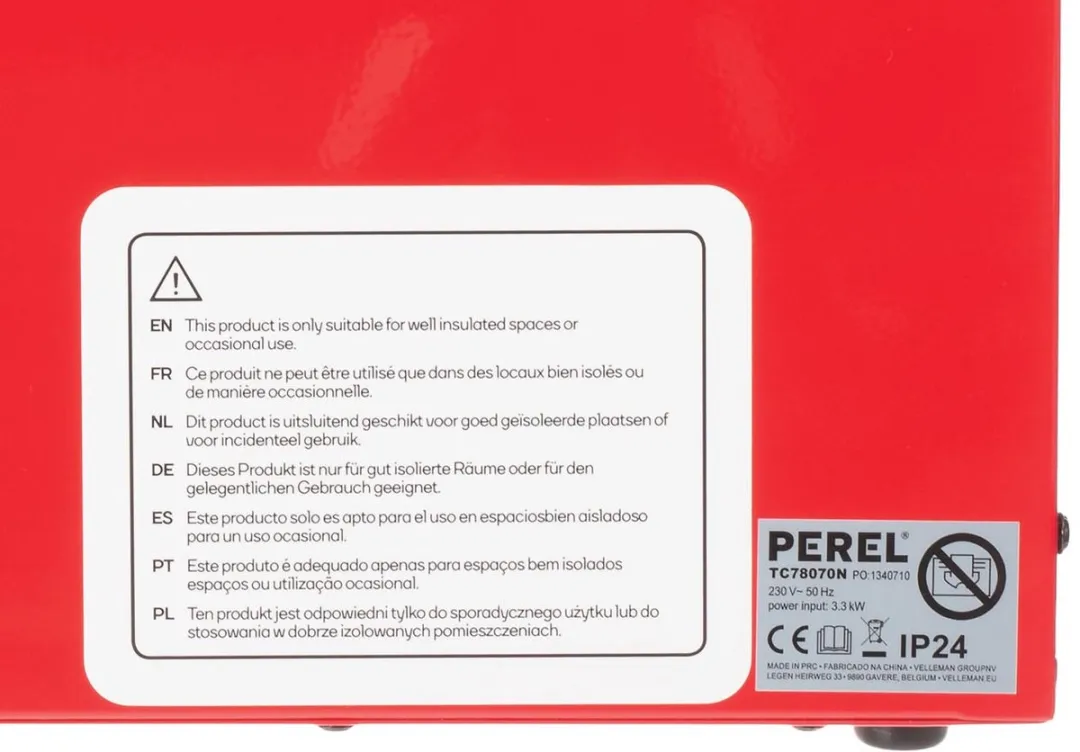 Perel Ventilatorkachel TC78070N 3300W - 2 standen