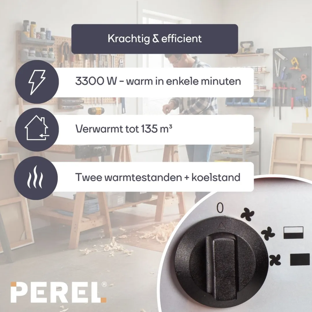 Perel Ventilatorkachel TC78070N 3300W - 2 standen - afbeelding 6 van 6