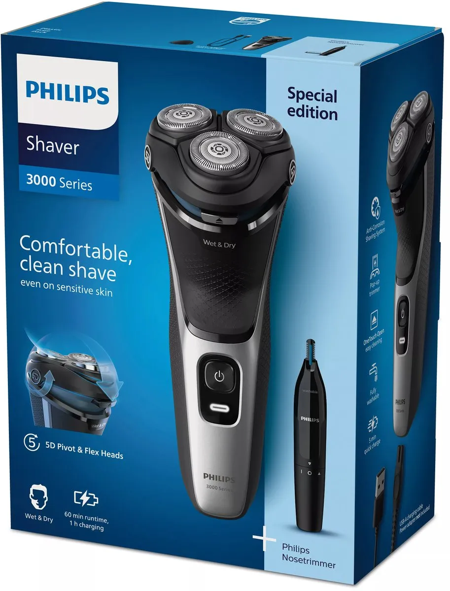 Philips Series 3000 S3143/02 Scheerapparaat Mannen - Waterdicht - 3 Mesjes
