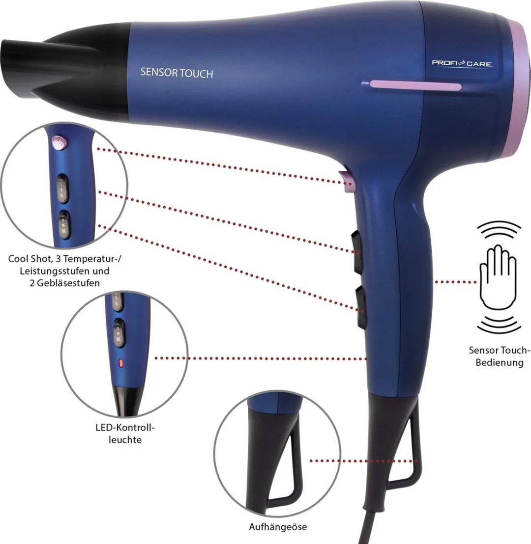 Bomann ProfiCare HTD3030 Haardroger 2200W - Blauw/Zwart