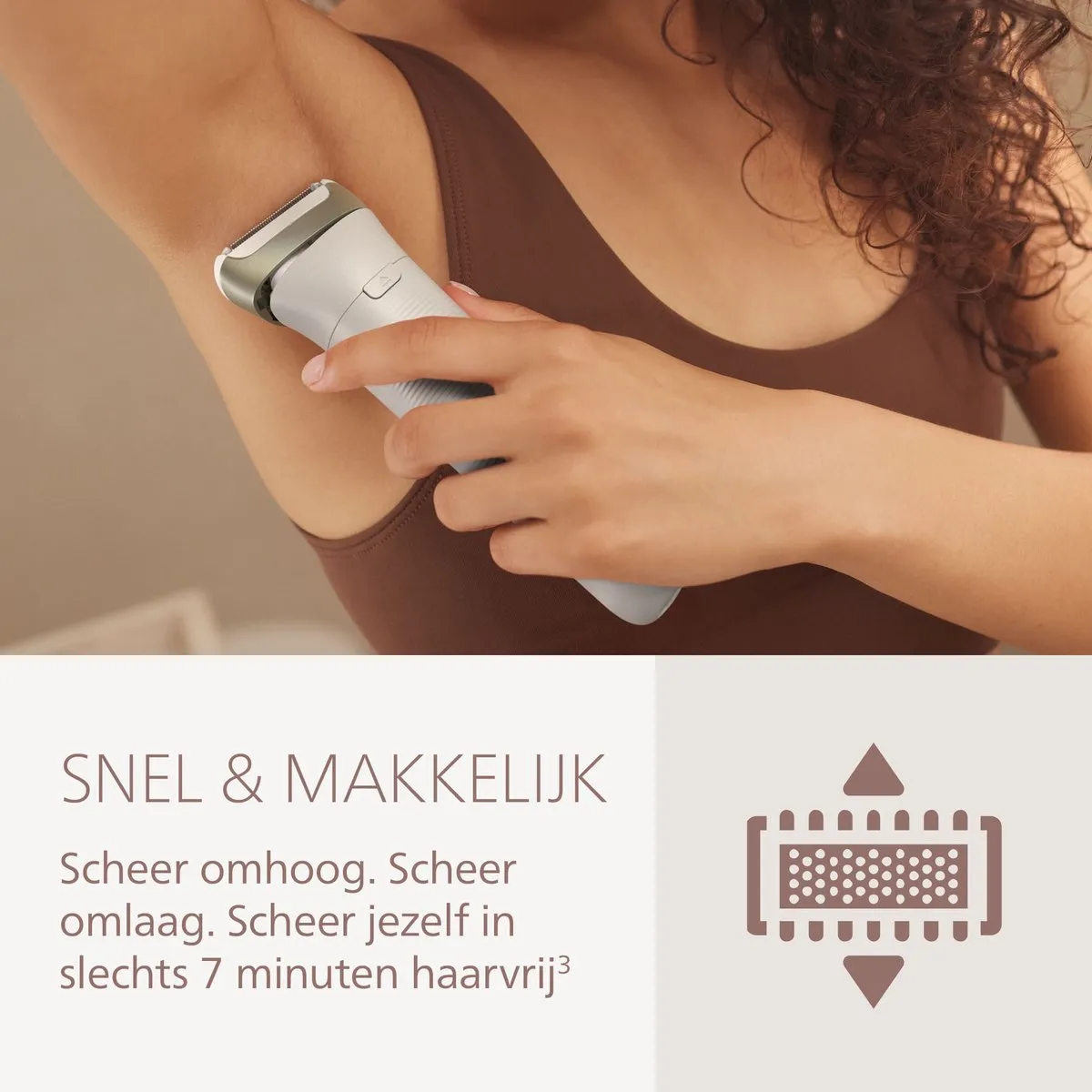 Philips Series 8000 Ladyshave | Een gladde scheerbeurt, zelfs op moeilijk bereikbare plekken | Met gezichtshaartrimmer, ingebouwd LED-lampje, 2 snelheidsstanden en 5 accessoires | Wit| BRL159/00