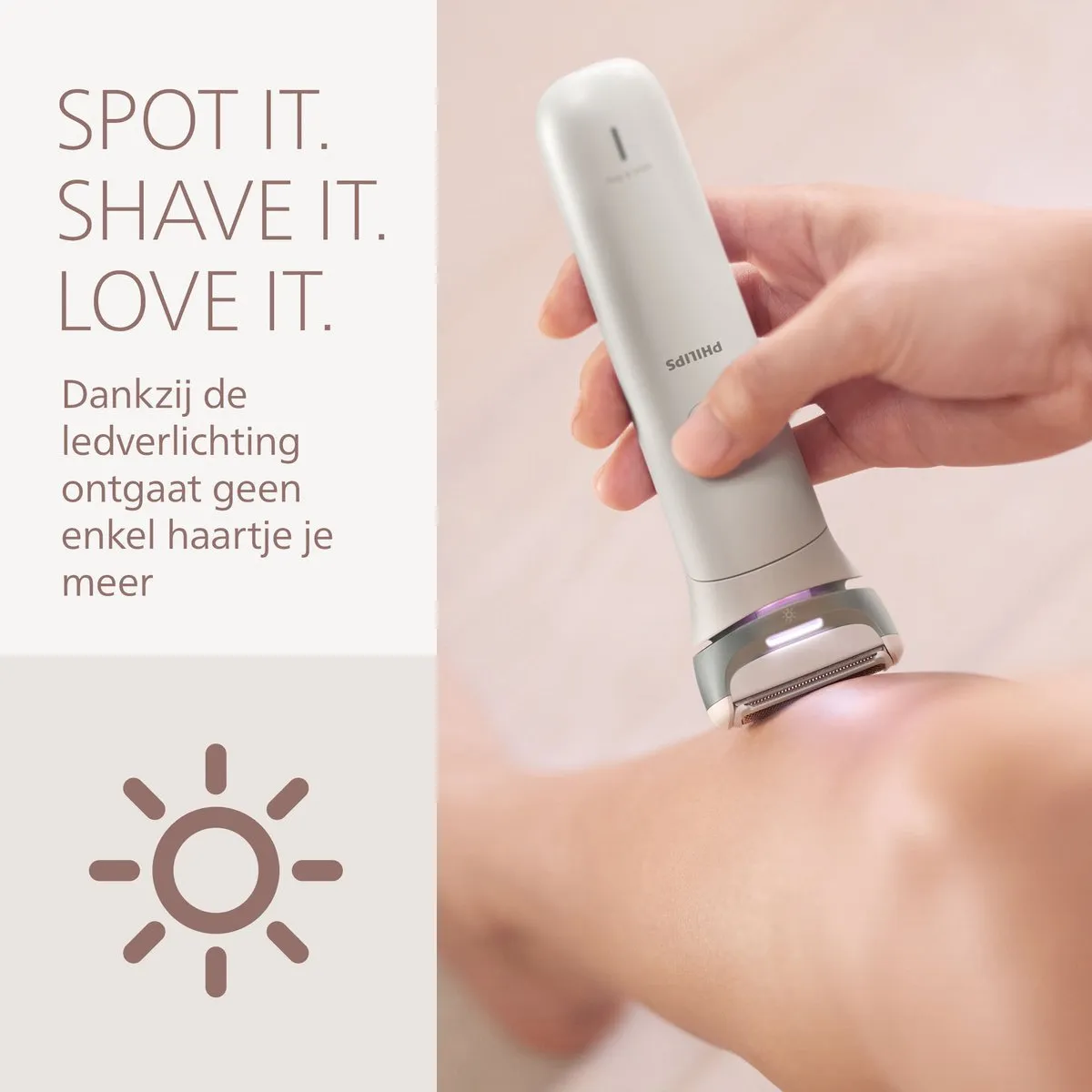 Philips Series 8000 Ladyshave | Een gladde scheerbeurt, zelfs op moeilijk bereikbare plekken | Met gezichtshaartrimmer, ingebouwd LED-lampje, 2 snelheidsstanden en 5 accessoires | Wit| BRL159/00