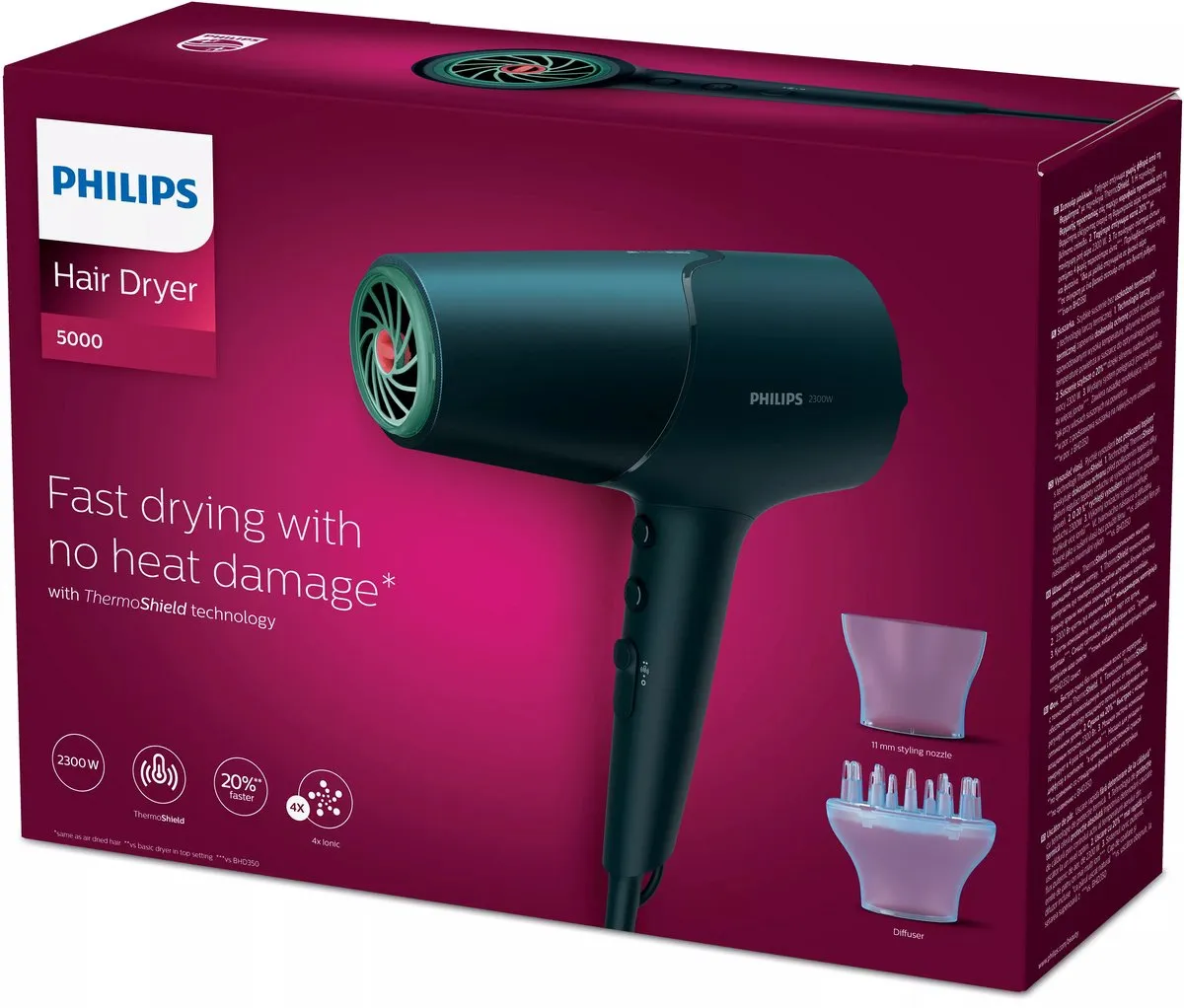 Philips Series 5000 BHD512/00 Föhn 2300W - Marineblauw - afbeelding 6 van 6