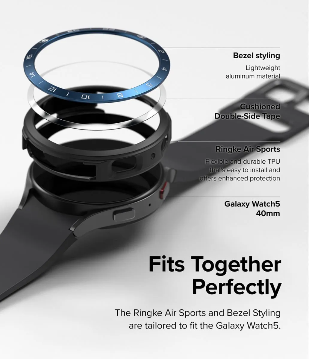 Ringke Air Sports Bezel Styling voor Samsung Galaxy Watch 5 40mm - 2 Stuks - Zwart/Blauw