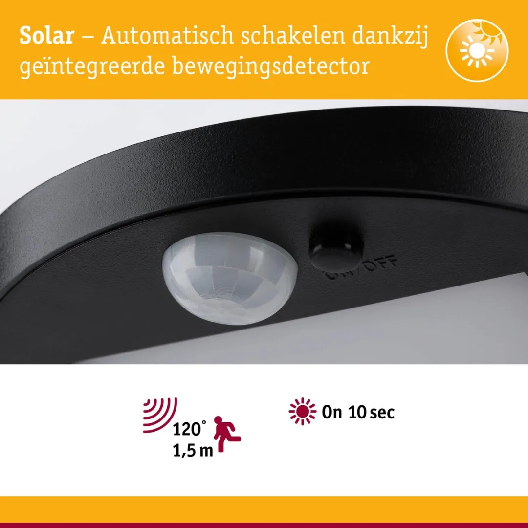 Paulmann Ryse Solar LED-bolderlamp Bewegingsmelder IP44 3000K