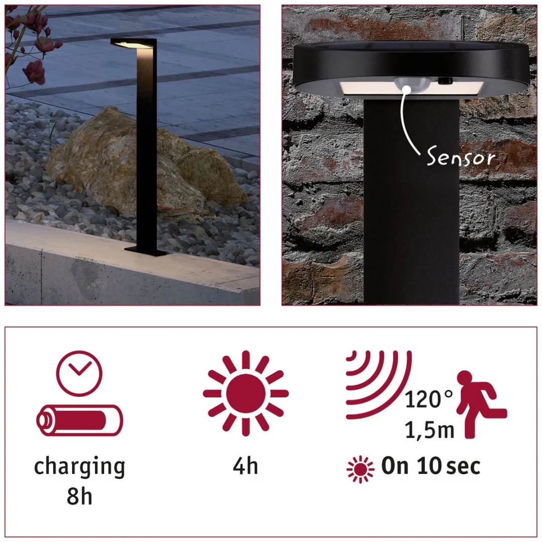 Paulmann Ryse Solar LED-bolderlamp Bewegingsmelder IP44 3000K