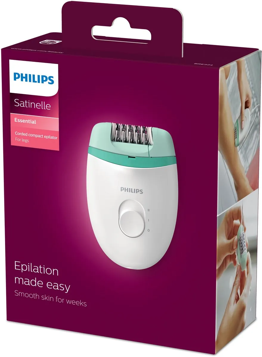 Philips Satinelle Essential BRE224/00 Epilator - Wit/ Groen