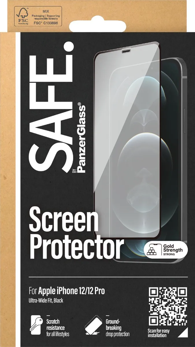 PanzerGlass SAFE iPhone 12 Glazen Screenprotector - Case Friendly