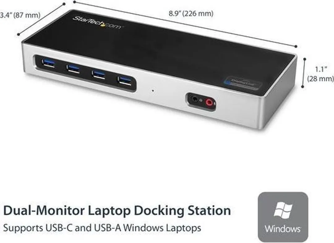 Startech DK30A2DH Hybride USB-C Docking Station - 6x USB 3.0 - 4K - Zwart