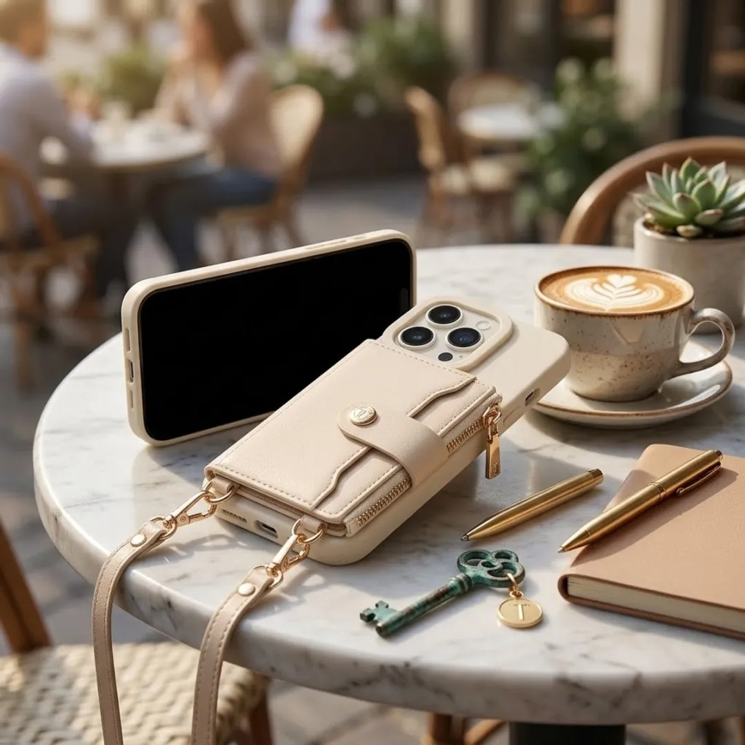 NUVEX iPhone 15 Pro Hoesje met Portemonnee - Beige