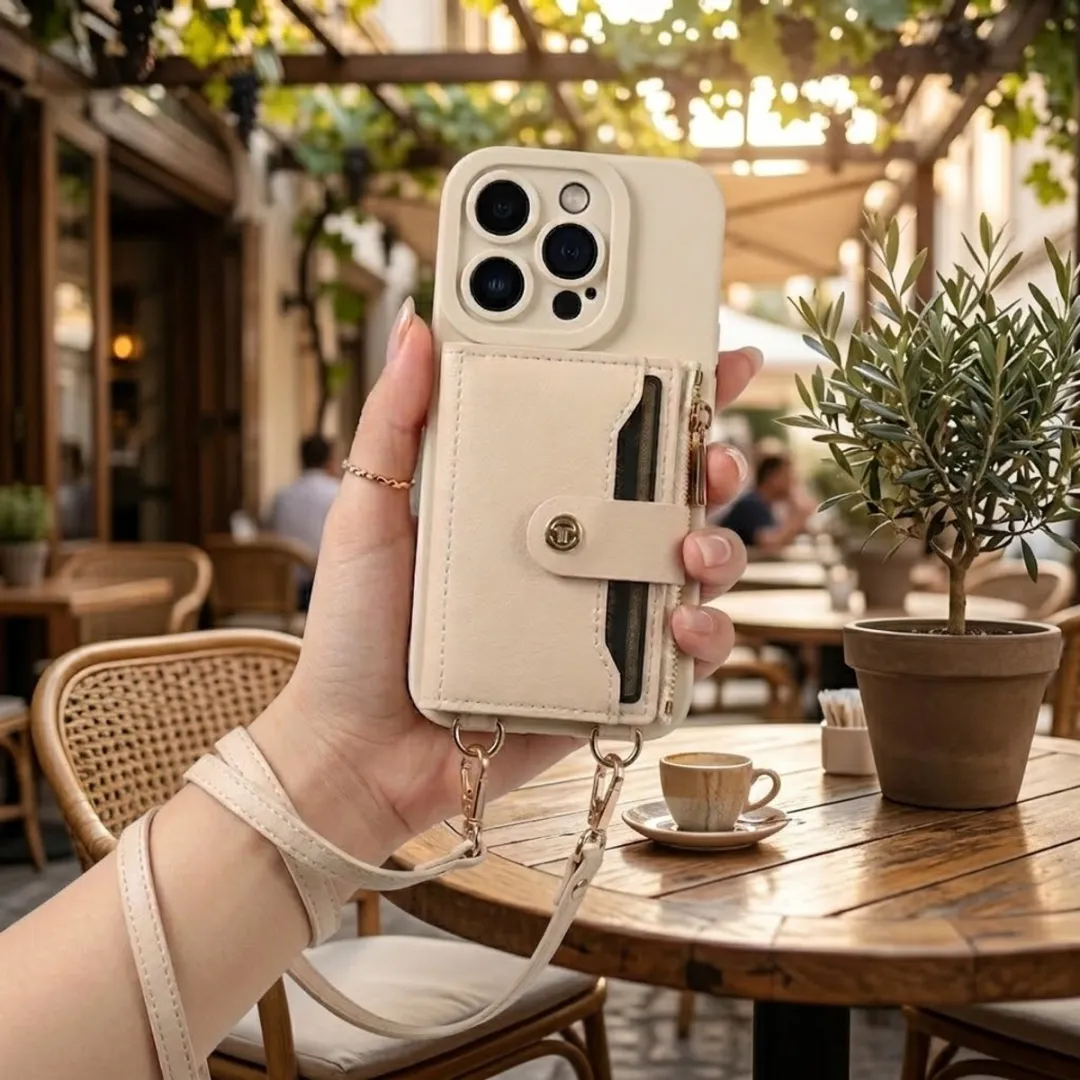 NUVEX iPhone 15 Pro Hoesje met Portemonnee - Beige