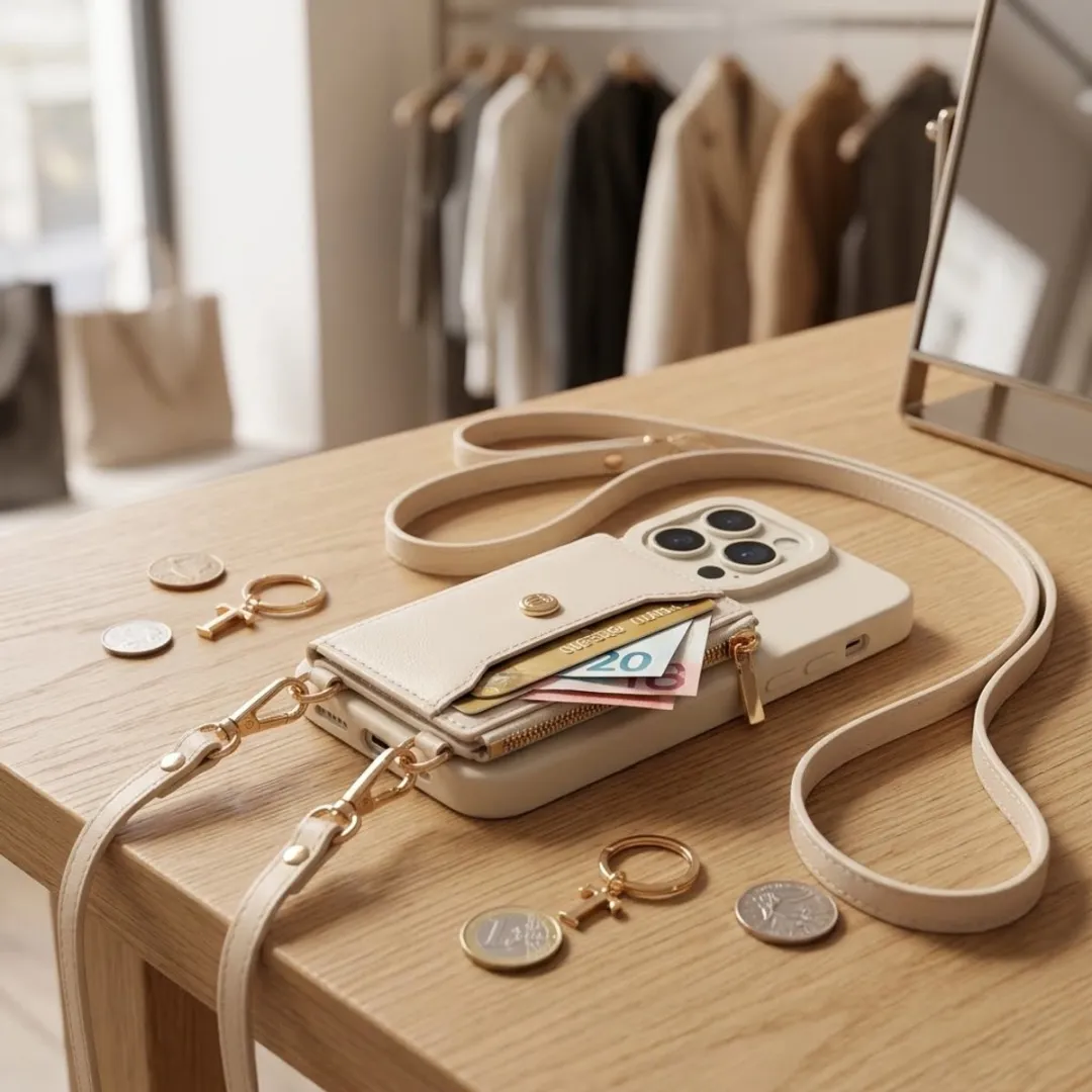 NUVEX iPhone 15 Pro Hoesje met Portemonnee - Beige